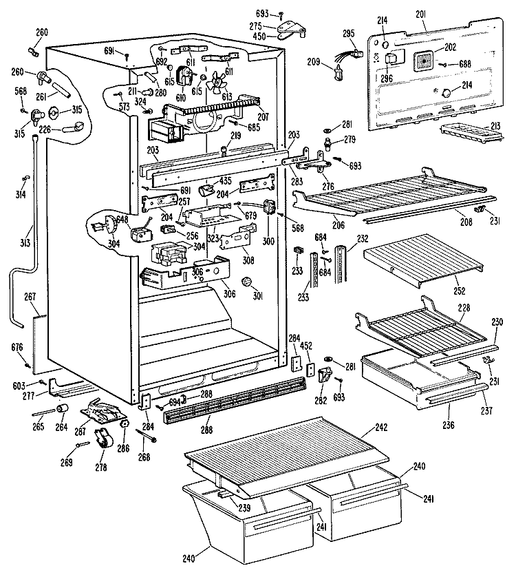 Section Diagram and Parts List for CTX18PKER  Hotpoint Refrigerator