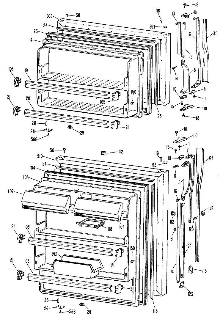 Section Diagram and Parts List for CTX18GKJR  Hotpoint Refrigerator