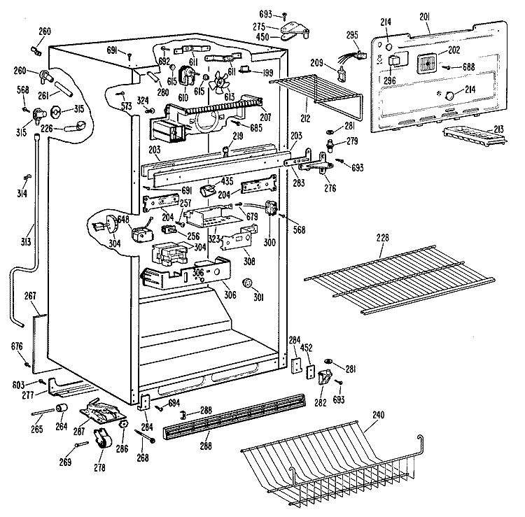 Section Diagram and Parts List for CTX18LKJR  Hotpoint Refrigerator