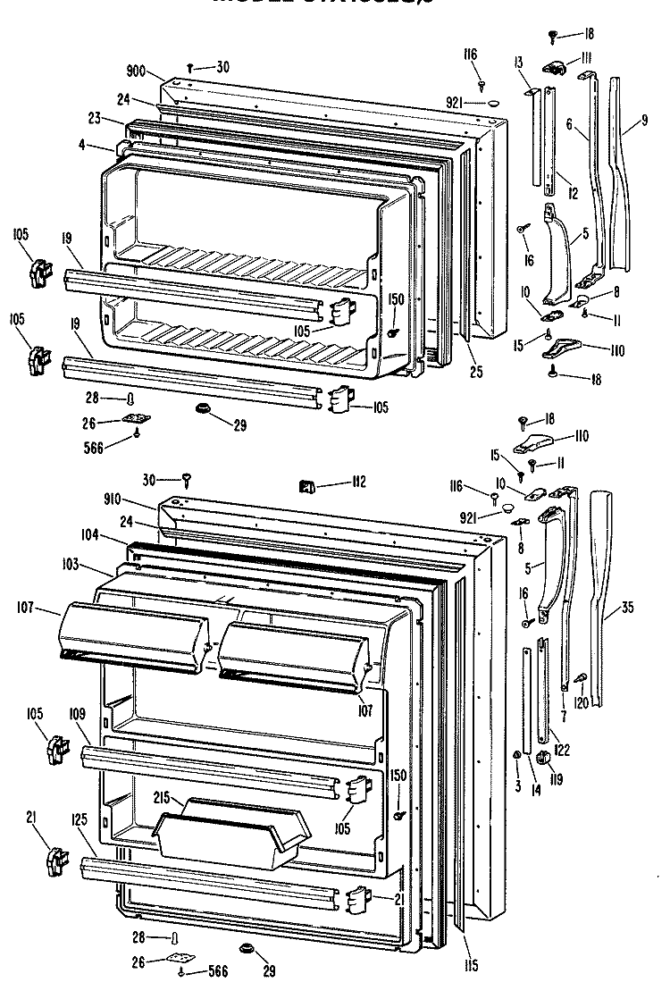 Section Diagram and Parts List for CTX18CLGRWH  Hotpoint Refrigerator