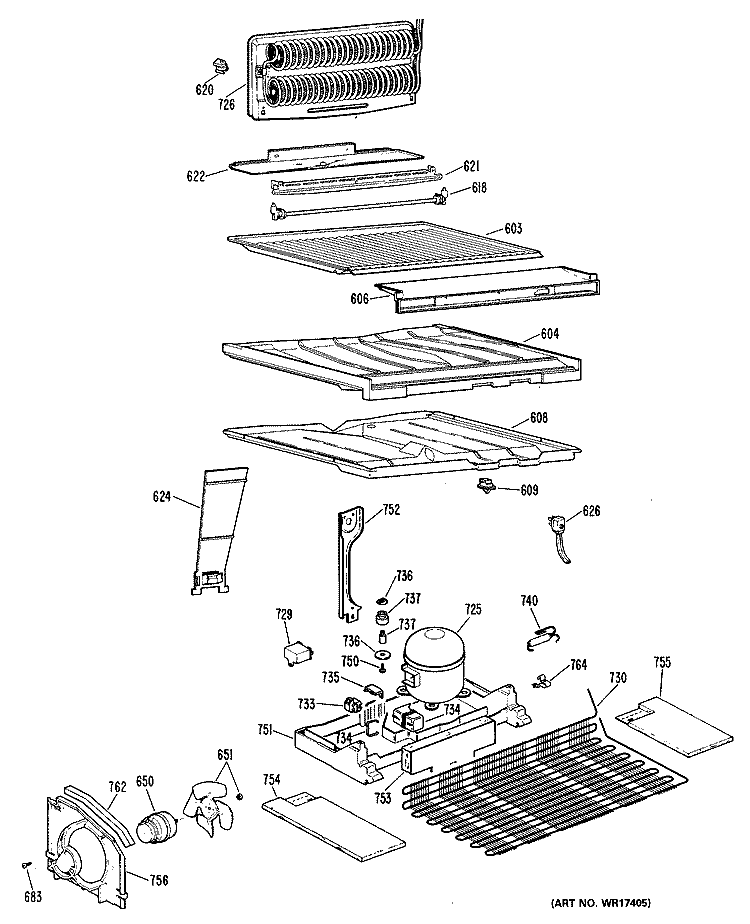 Section Diagram and Parts List for CTX18GLJRAD  Hotpoint Refrigerator