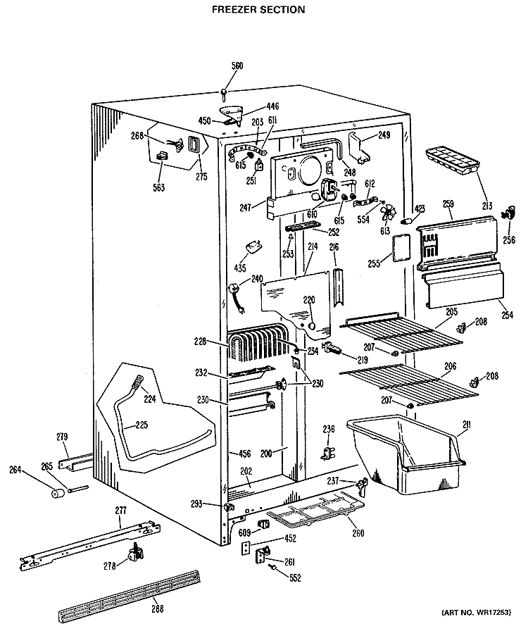 FREEZER SECTION Diagram and Parts List for CSX20LLJ  Hotpoint Refrigerator
