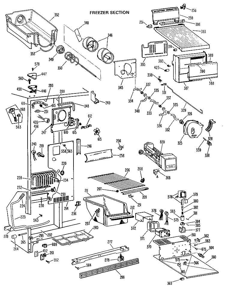 FREEZER SECTION Diagram and Parts List for CSX22DLK  Hotpoint Refrigerator