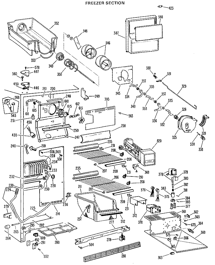 FREEZER SECTION Diagram and Parts List for CSX27DLJ  Hotpoint Refrigerator