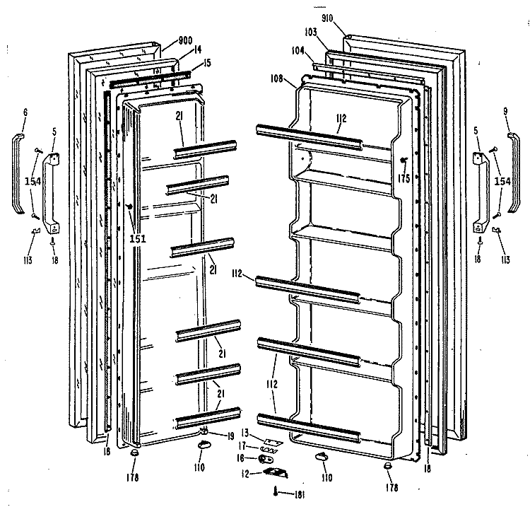 Section Diagram and Parts List for CSX20LLL  Hotpoint Refrigerator