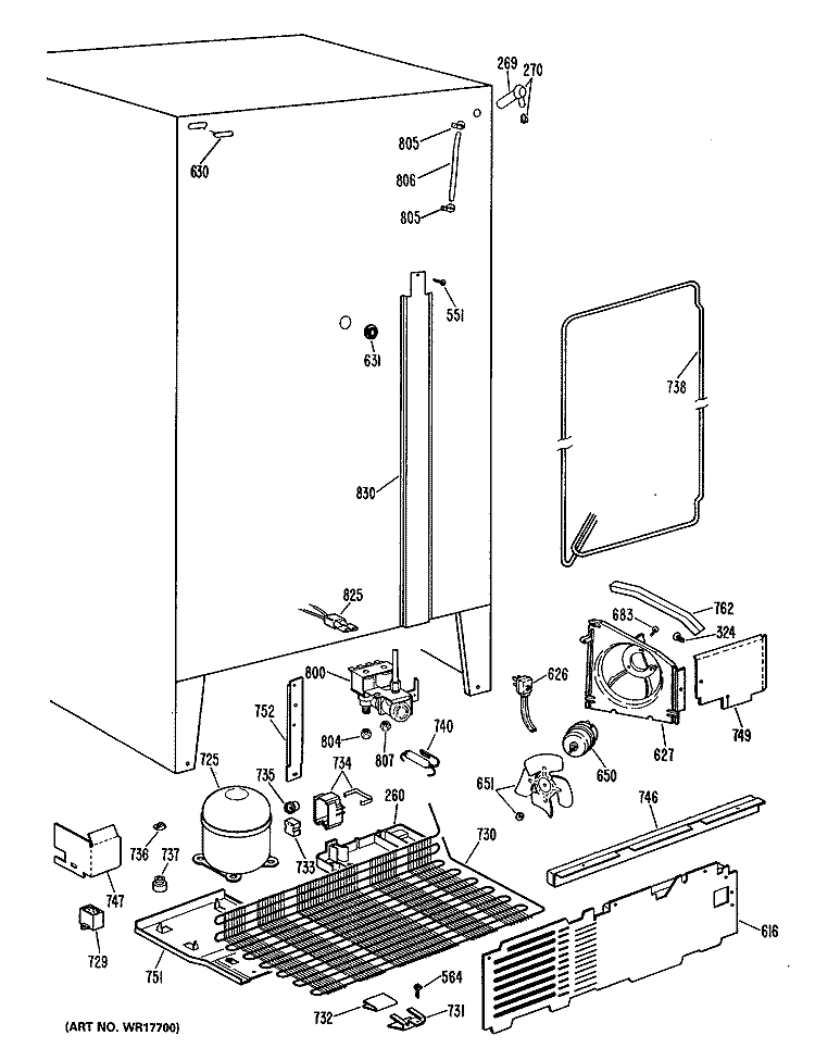 Section Diagram and Parts List for CSXW27CLL  Hotpoint Refrigerator