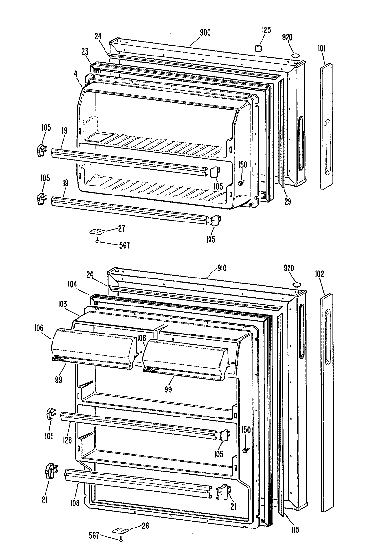 Section Diagram and Parts List for CTXY14CMDLAD  Hotpoint Refrigerator