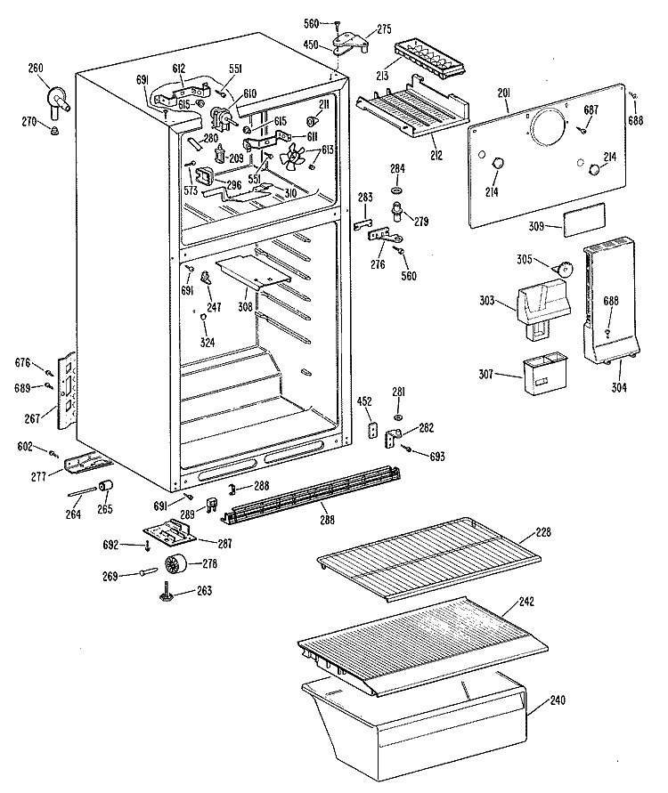 Section Diagram and Parts List for CTXY14CMDLAD  Hotpoint Refrigerator