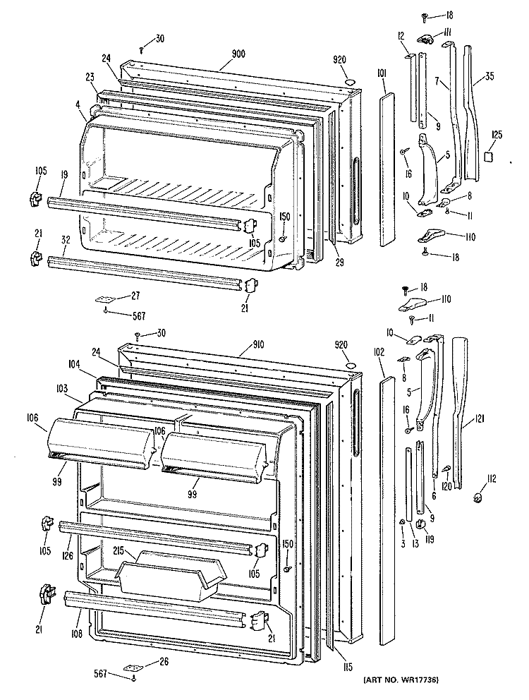 Section Diagram and Parts List for CTX14EMDRAD  Hotpoint Refrigerator