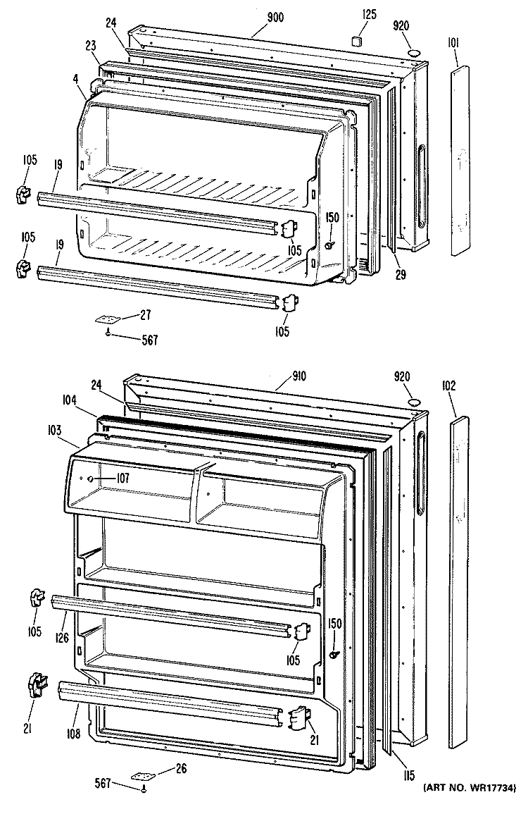 Section Diagram and Parts List for CTXY14LMCRWH  Hotpoint Refrigerator
