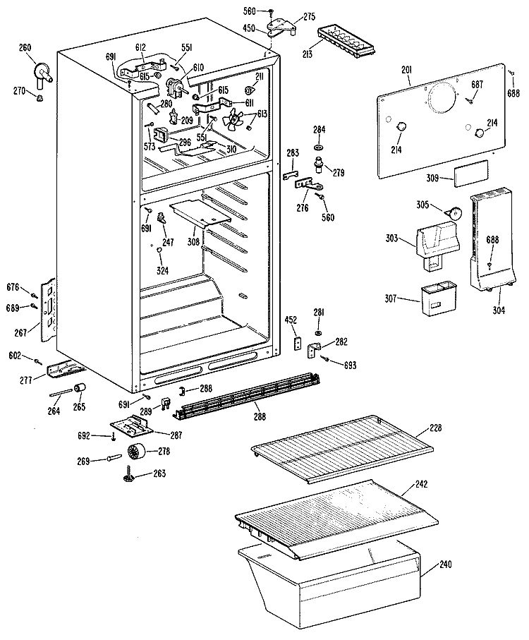 Section Diagram and Parts List for CTXY14LMCRWH  Hotpoint Refrigerator