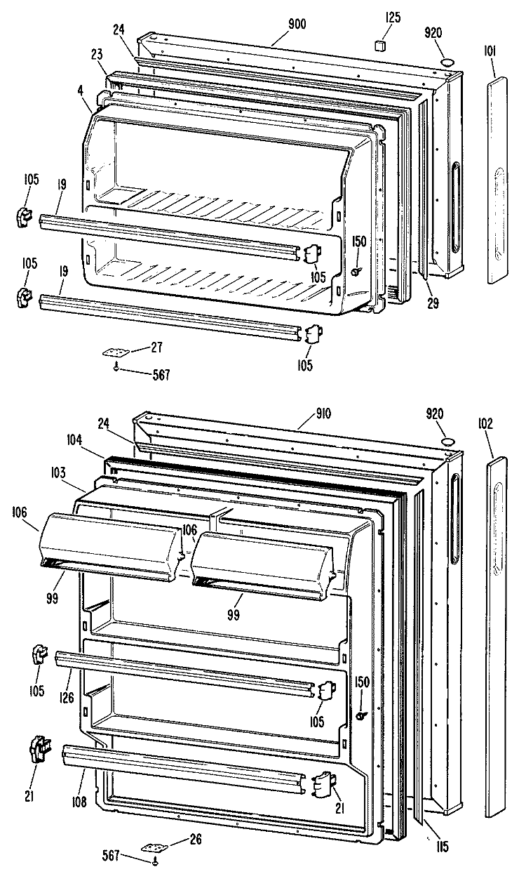 Section Diagram and Parts List for CTXY16CMCRWH  Hotpoint Refrigerator