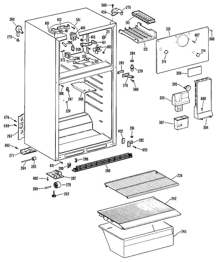Section Diagram and Parts List for CTXY16CMCRWH  Hotpoint Refrigerator