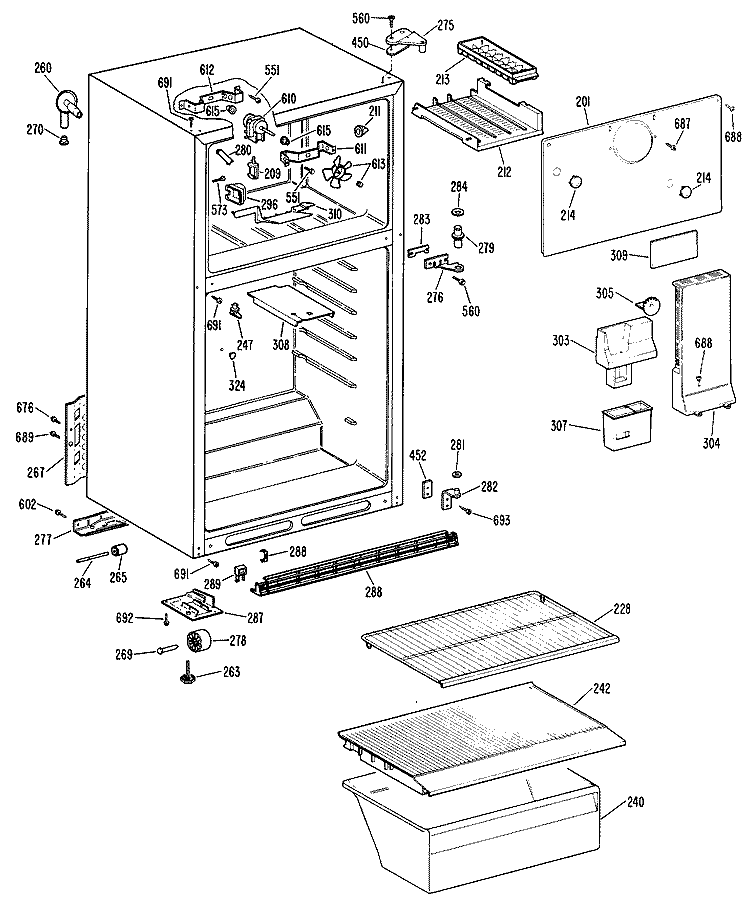 Section Diagram and Parts List for CTX16CMCLAD  Hotpoint Refrigerator