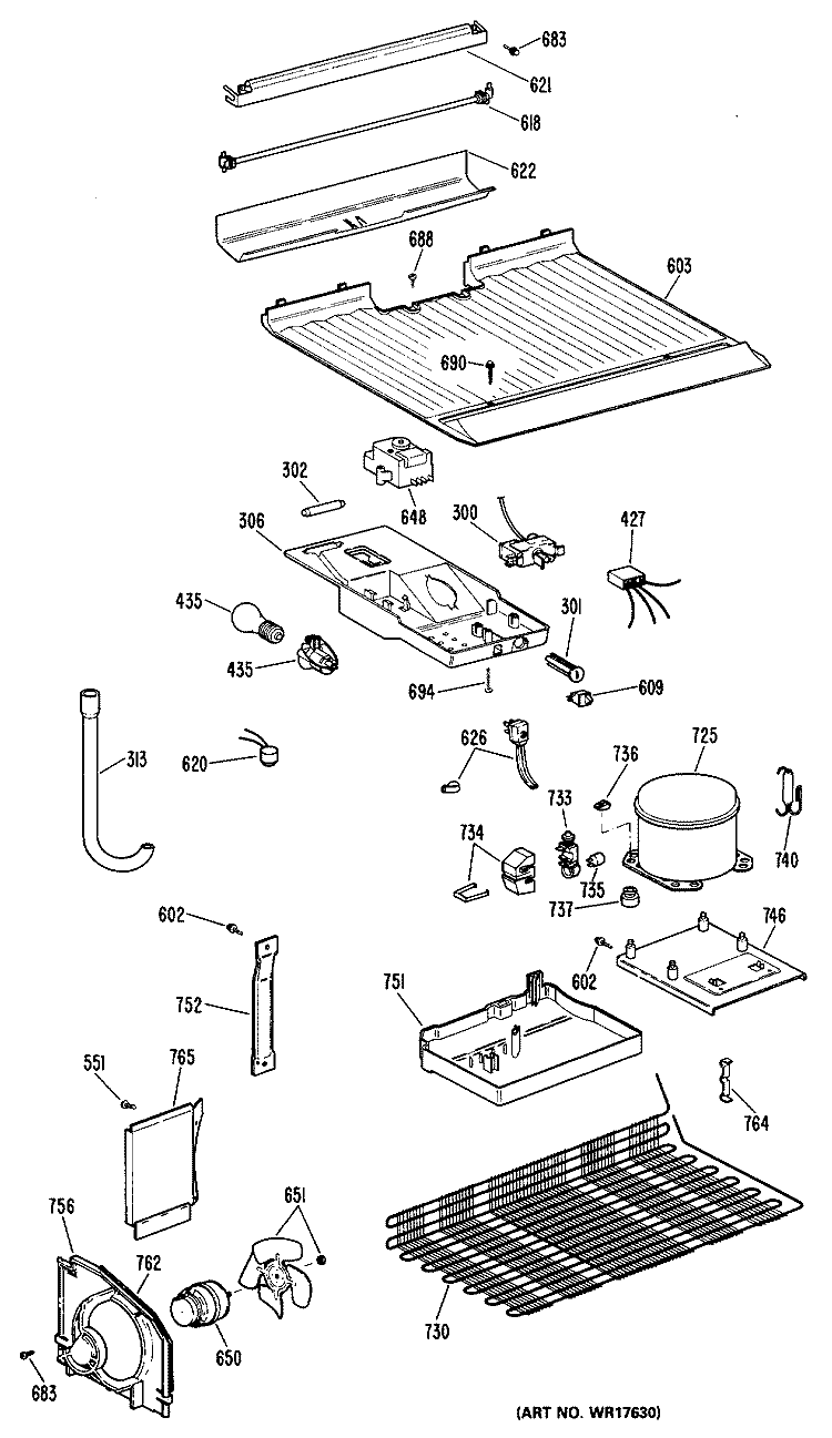 Section Diagram and Parts List for CTX16CMCLAD  Hotpoint Refrigerator