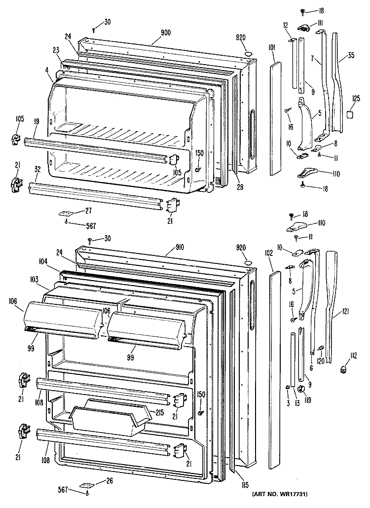 Section Diagram and Parts List for CTX16GMDRAD  Hotpoint Refrigerator