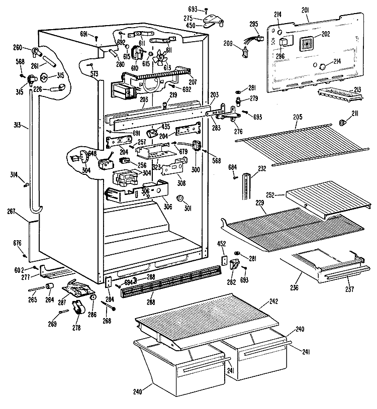 Section Diagram and Parts List for CTX18PLSRWH  Hotpoint Refrigerator