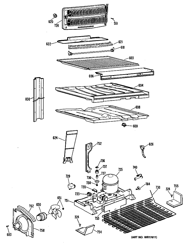 Section Diagram and Parts List for CTX18PLSRWH  Hotpoint Refrigerator