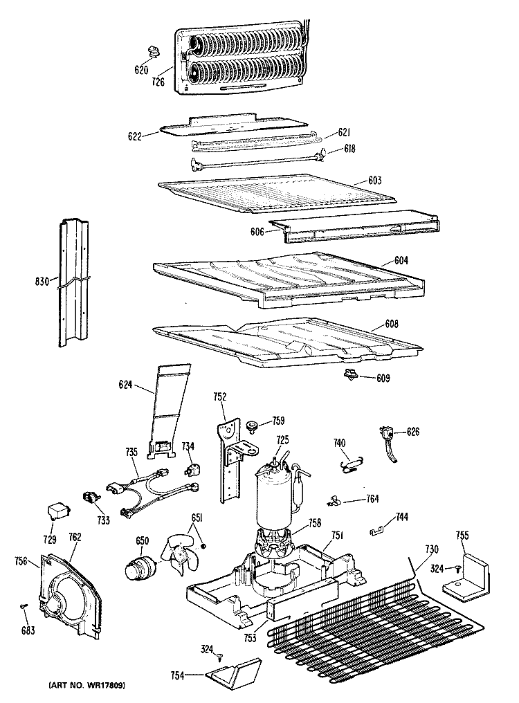 Section Diagram and Parts List for CTX18ELBRWH  Hotpoint Refrigerator