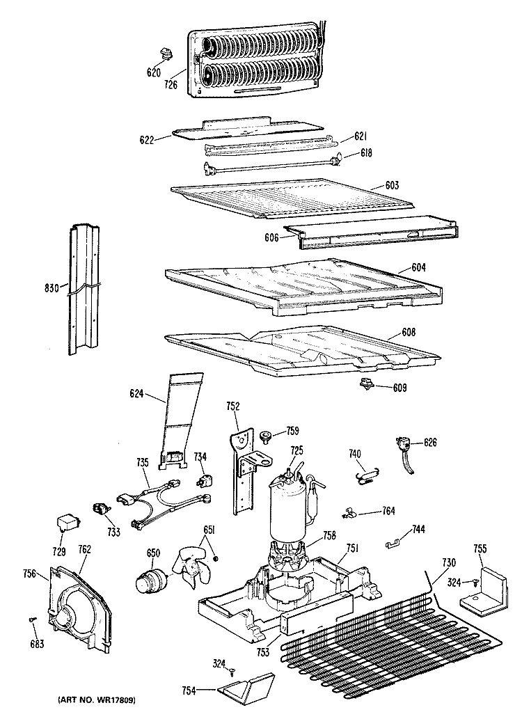 Section Diagram and Parts List for CTX18GLBRAD  Hotpoint Refrigerator