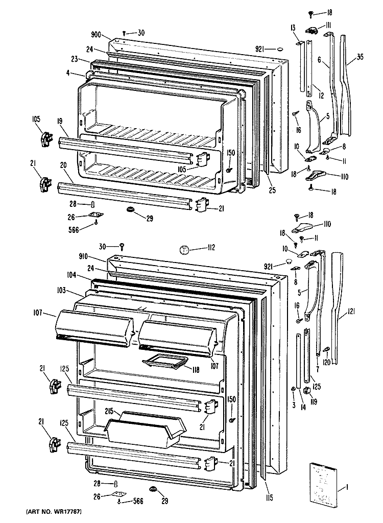 Section Diagram and Parts List for CTX18KLBRWH  Hotpoint Refrigerator