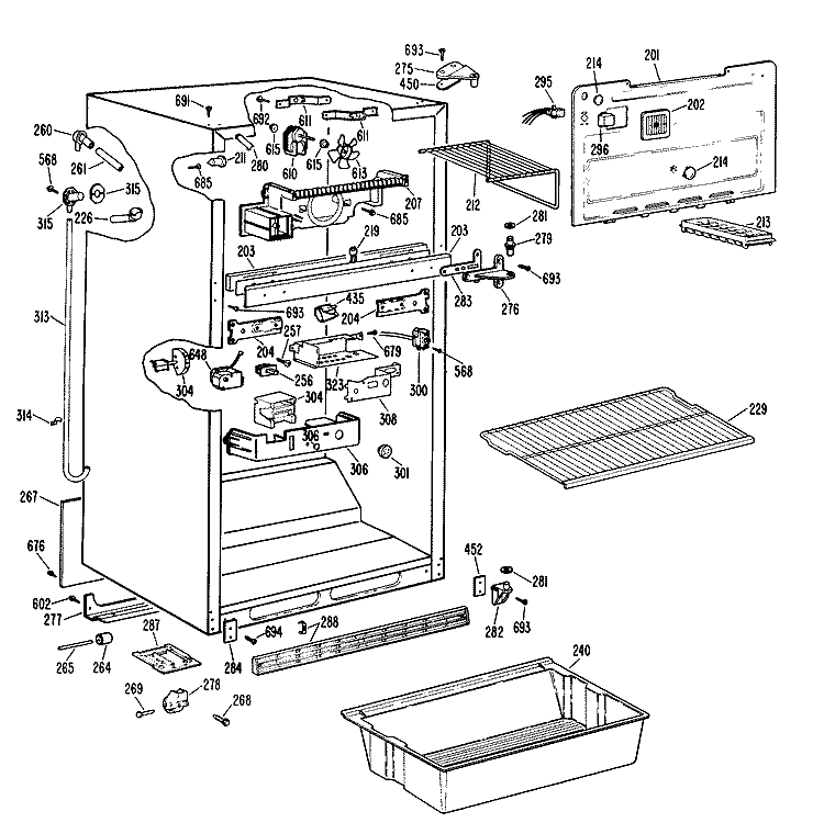 Section Diagram and Parts List for CTX18LLBRWH  Hotpoint Refrigerator