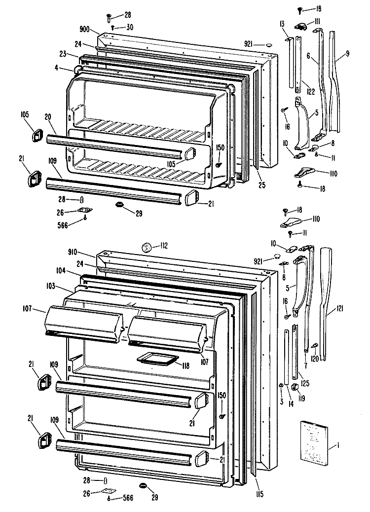 Section Diagram and Parts List for CTX21GLBRWH  Hotpoint Refrigerator