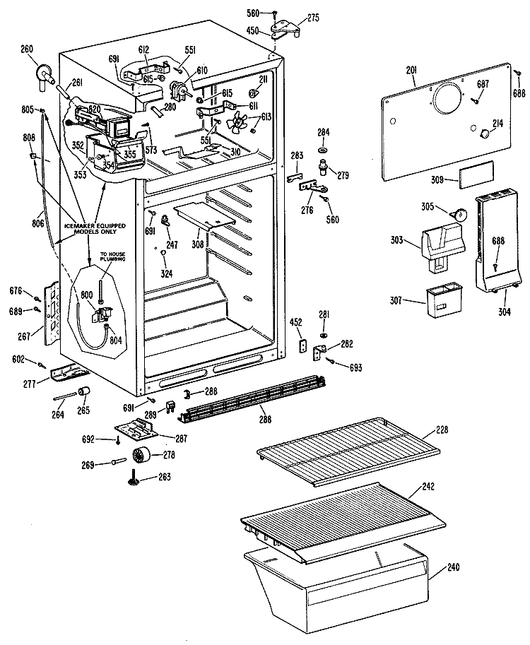 Section Diagram and Parts List for CTXY16APDLWH  Hotpoint Refrigerator