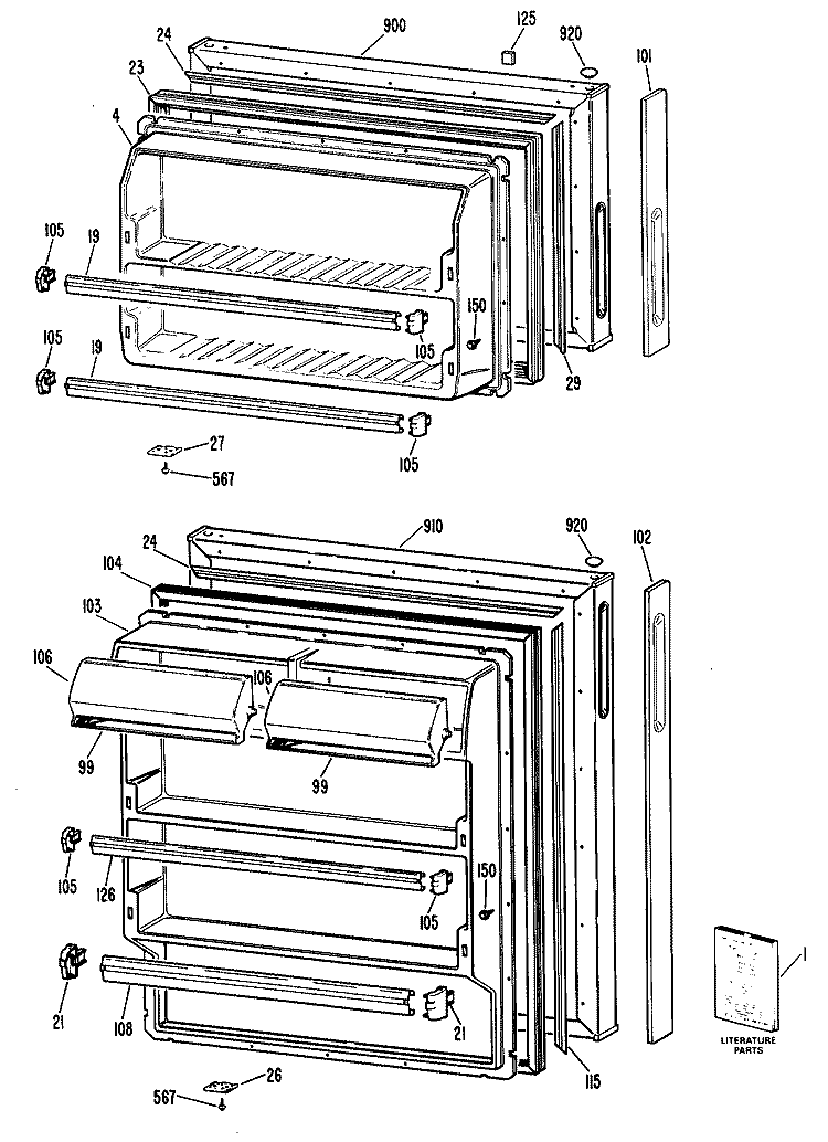 Section Diagram and Parts List for CTXY14CPDLWH  Hotpoint Refrigerator