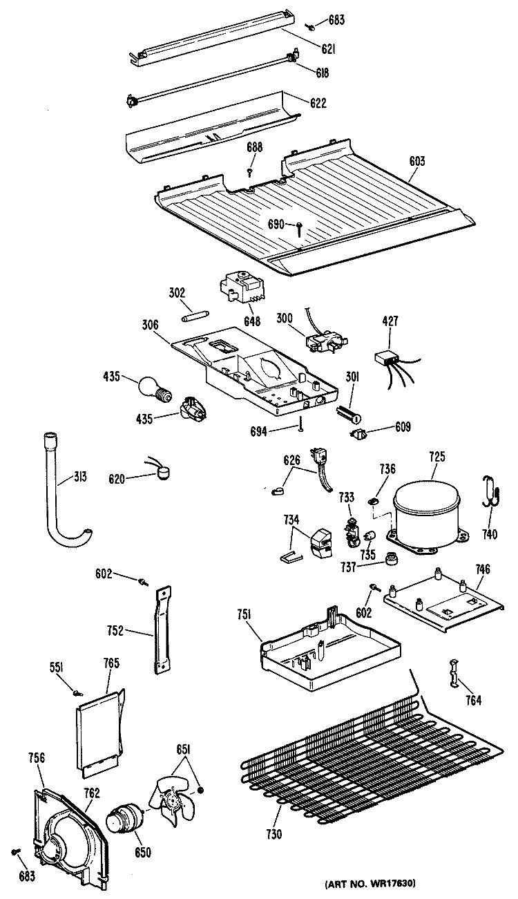 Section Diagram and Parts List for CTXY14CPDLWH  Hotpoint Refrigerator