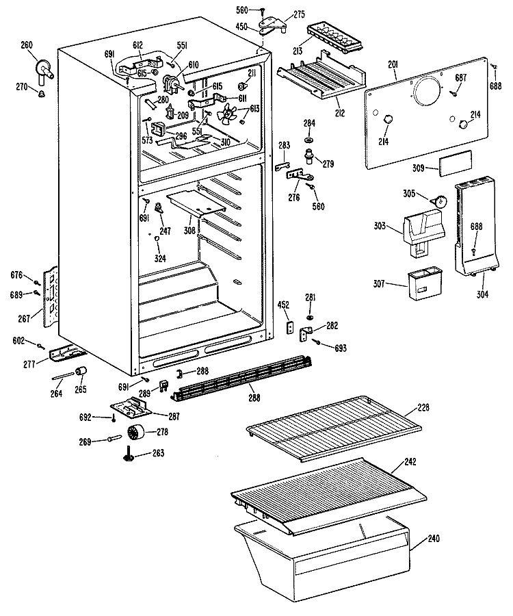 Section Diagram and Parts List for CTXY14EPDRAD  Hotpoint Refrigerator