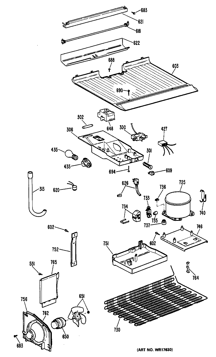 Section Diagram and Parts List for CTXY14LPCRWH  Hotpoint Refrigerator