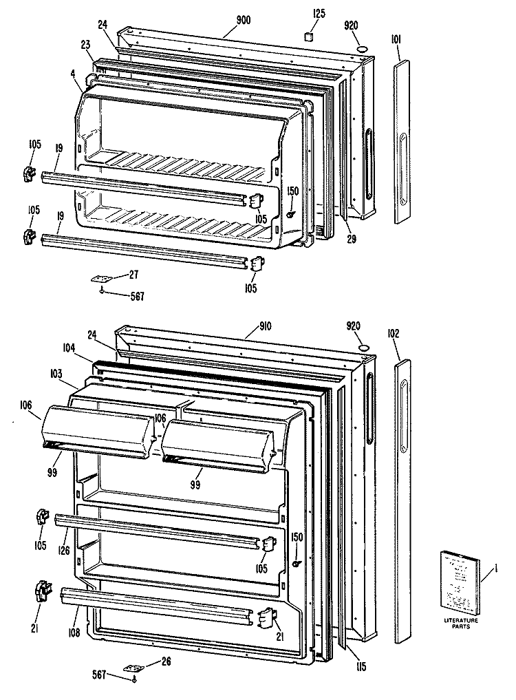 Section Diagram and Parts List for CTX16CPDRWH  Hotpoint Refrigerator