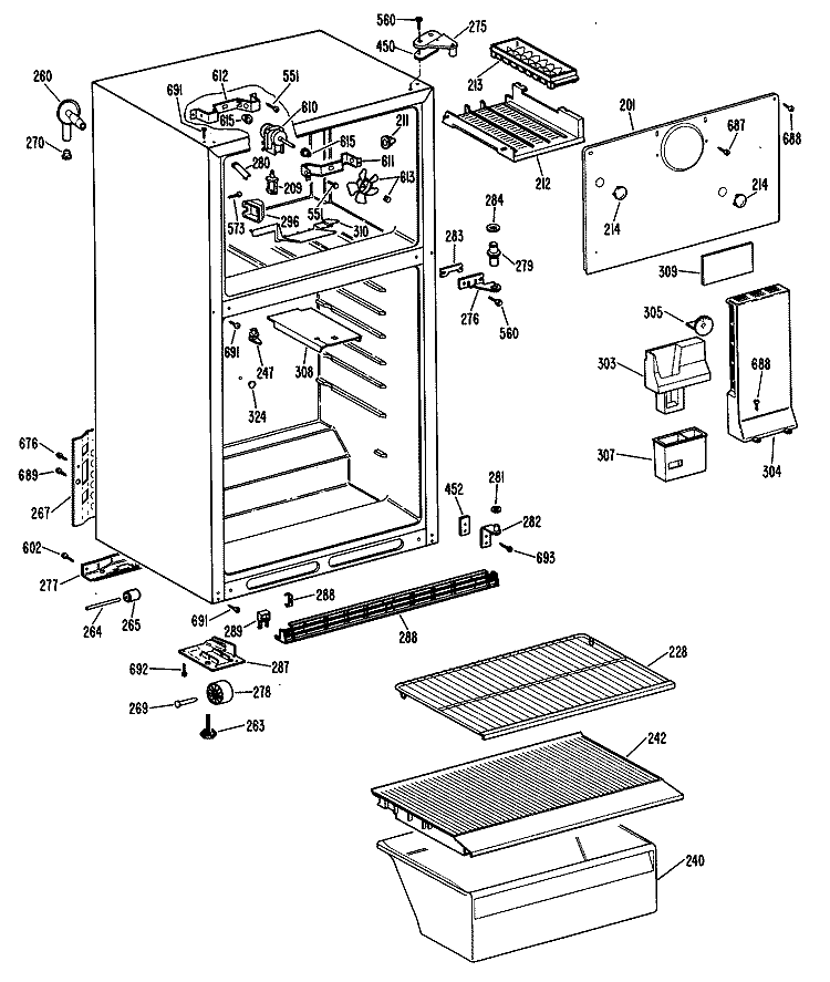 Section Diagram and Parts List for CTXY16CPDLAD  Hotpoint Refrigerator
