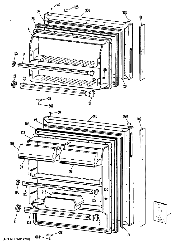 Section Diagram and Parts List for CTXY16EPDRAD  Hotpoint Refrigerator