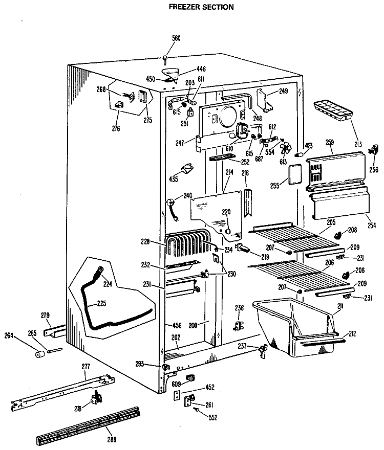FREEZER SECTION Diagram and Parts List for CSX20ELR  Hotpoint Refrigerator