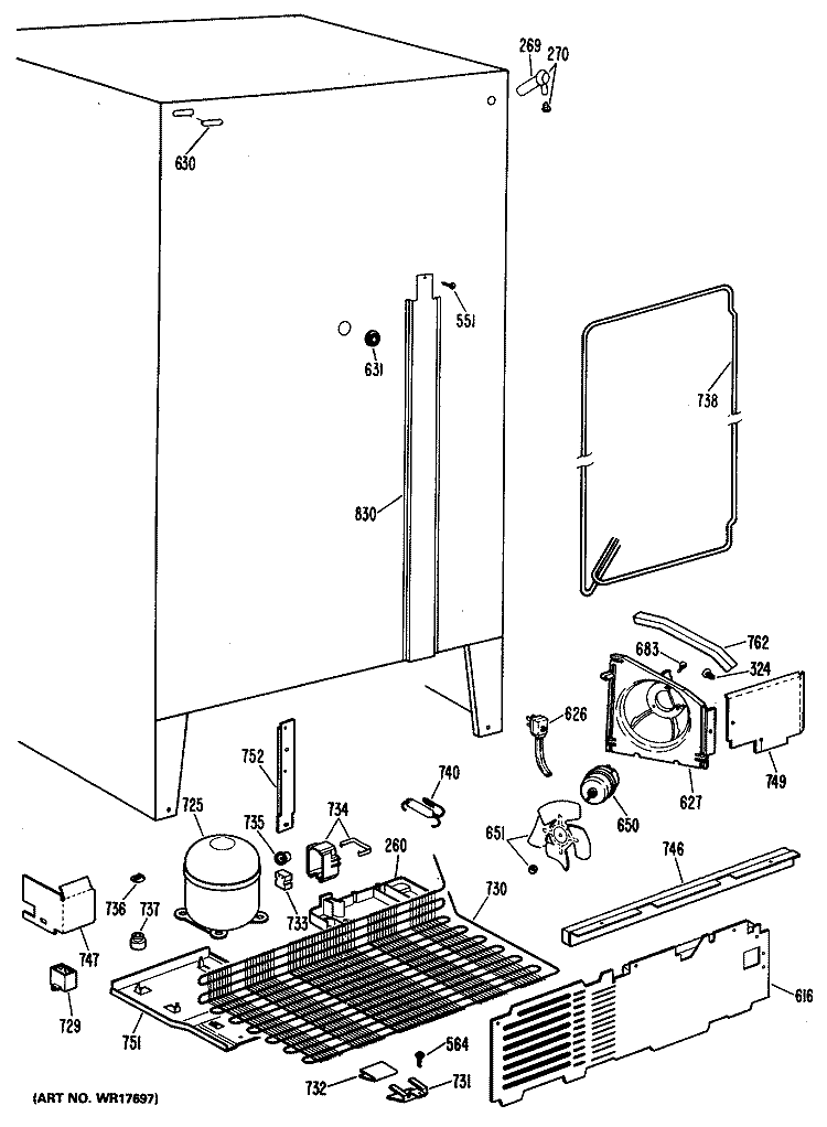 Section Diagram and Parts List for CSX22GLL  Hotpoint Refrigerator