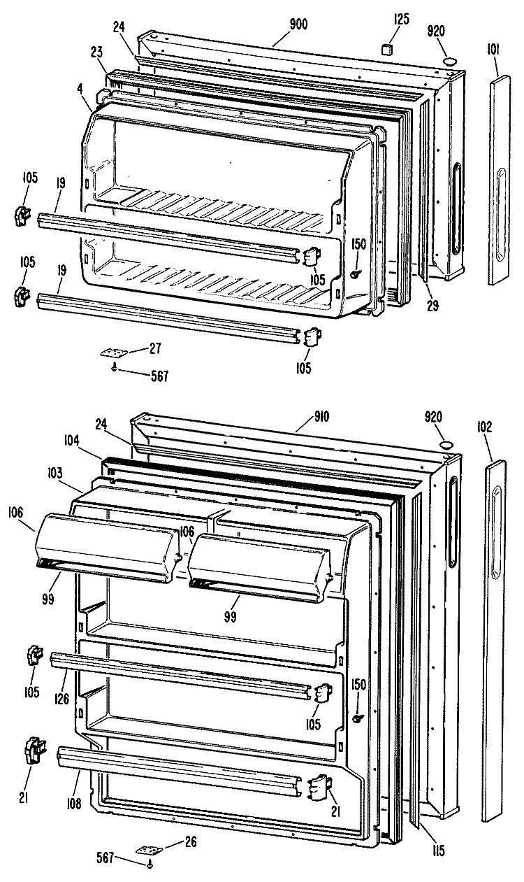 Section Diagram and Parts List for CTXY14CPELWH  Hotpoint Refrigerator