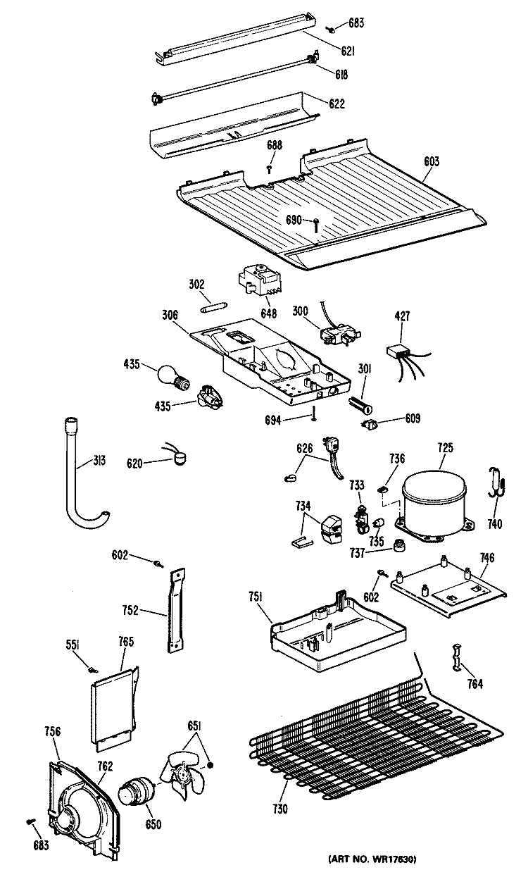 Section Diagram and Parts List for CTXY14CPELWH  Hotpoint Refrigerator