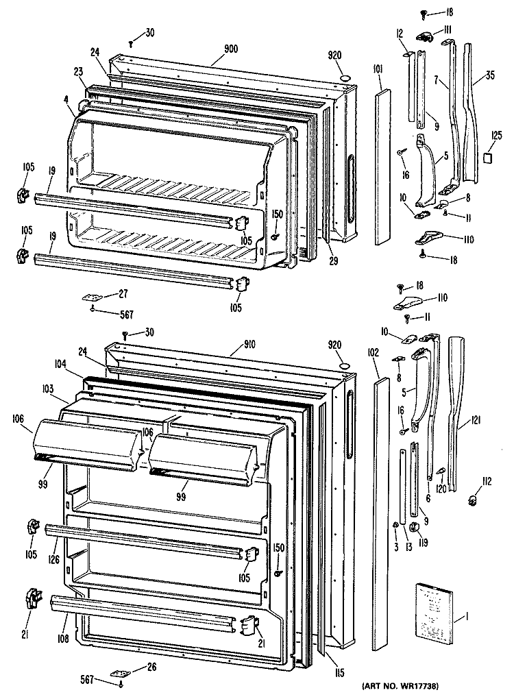 Section Diagram and Parts List for CTXY16APELWH  Hotpoint Refrigerator