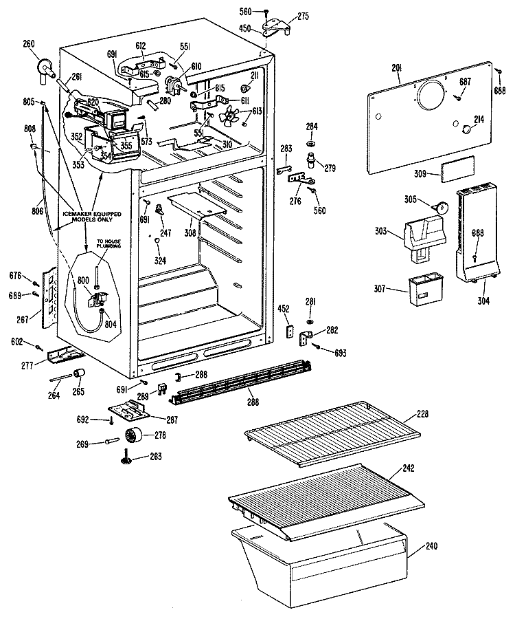 Section Diagram and Parts List for CTXY16APELWH  Hotpoint Refrigerator