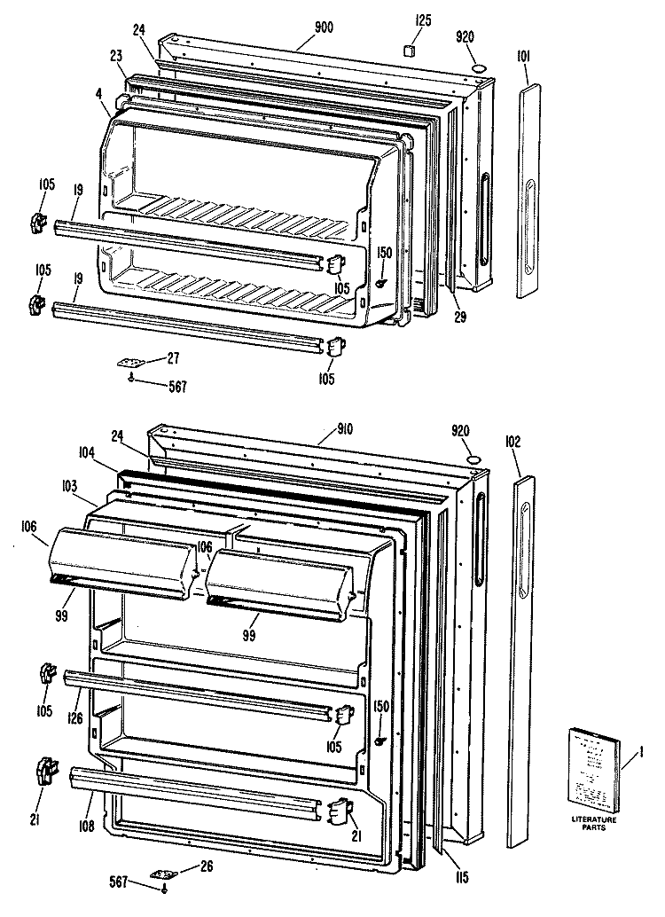 Section Diagram and Parts List for CTXY16CPELWH  Hotpoint Refrigerator