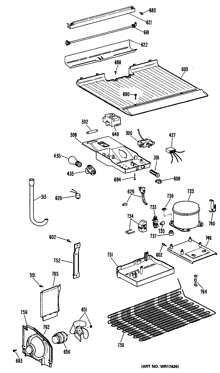 Section Diagram and Parts List for CTXY16CPELWH  Hotpoint Refrigerator