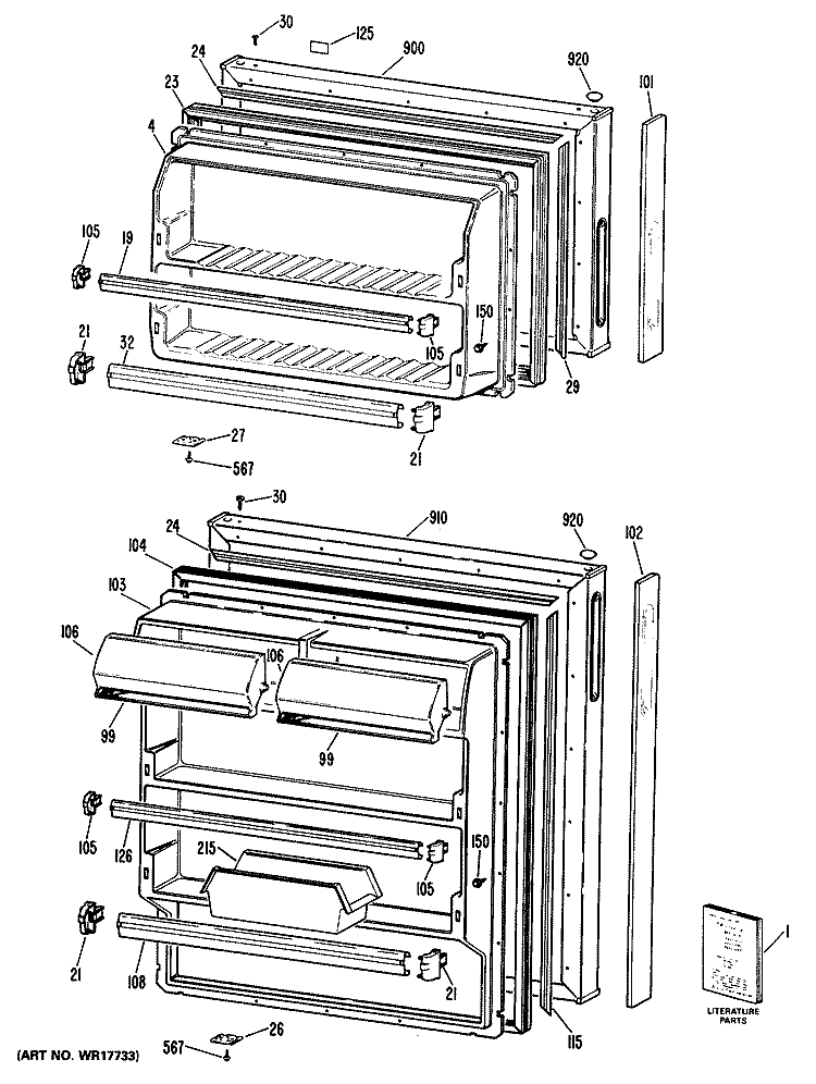 Section Diagram and Parts List for CTXY16EPERAD  Hotpoint Refrigerator