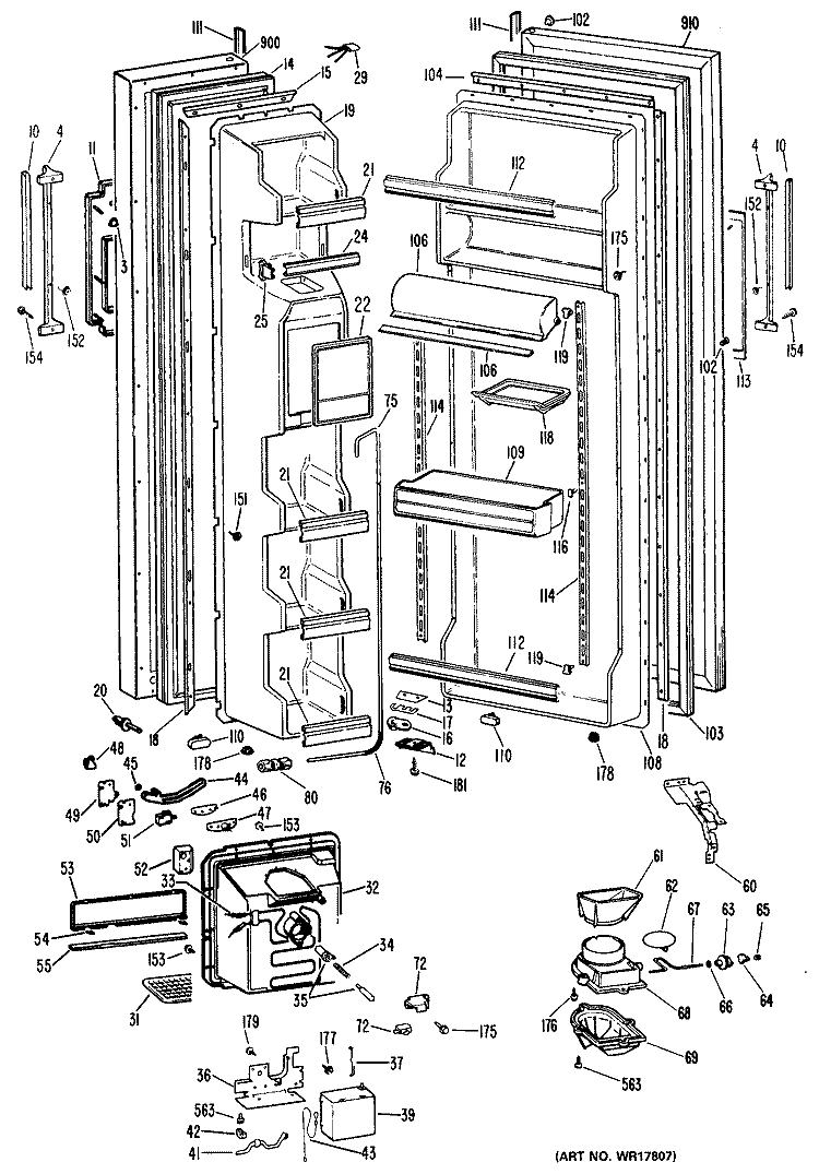 Section Diagram and Parts List for CSX22DME  Hotpoint Refrigerator