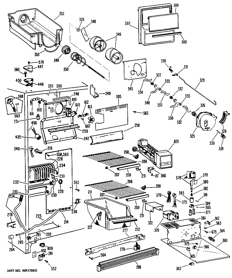 Section Diagram and Parts List for CSX22DME  Hotpoint Refrigerator