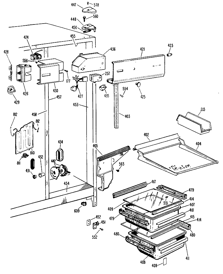 Section Diagram and Parts List for CSX22DME  Hotpoint Refrigerator