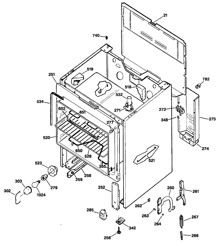 Section Diagram and Parts List for RB532G*R1  Hotpoint Range