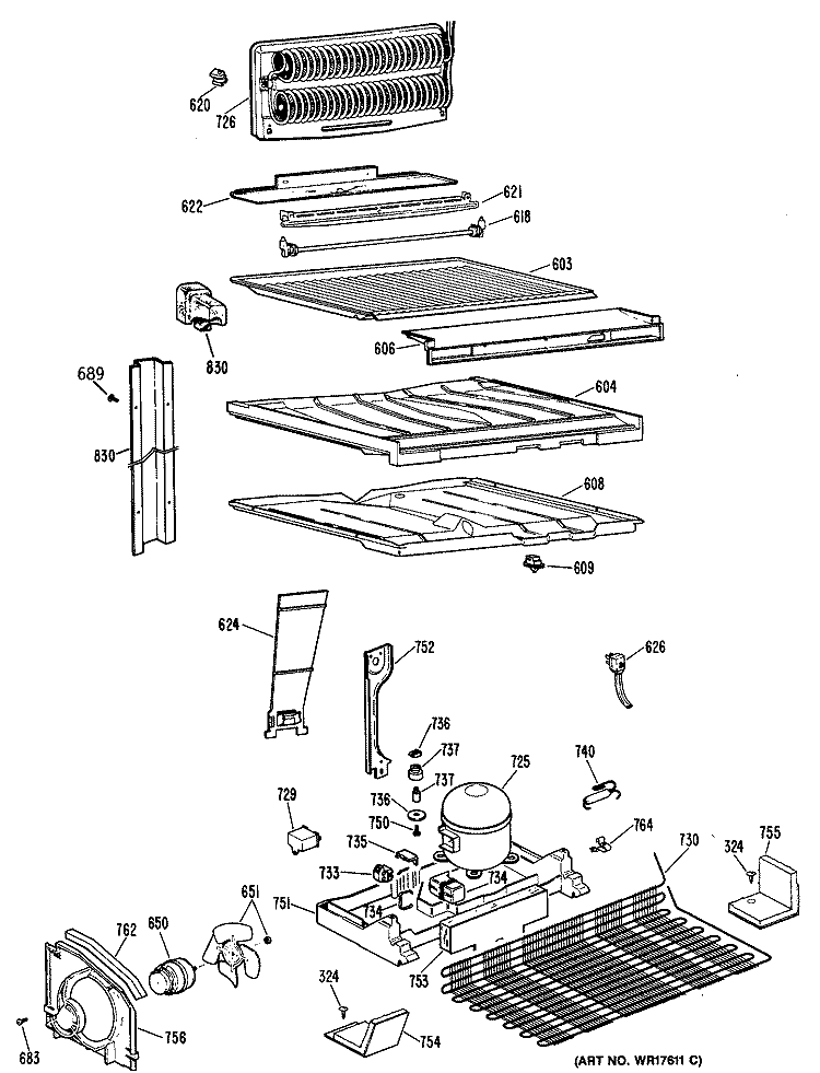 Section Diagram and Parts List for CTH18EPERHA  Hotpoint Refrigerator