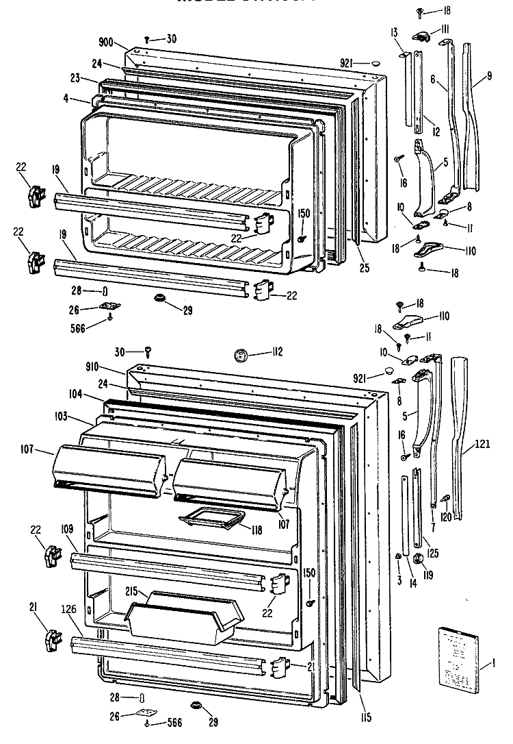 Section Diagram and Parts List for CTX18CPBLWH  Hotpoint Refrigerator